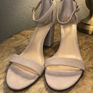 Vince Camuto 3 inch suede beige heels
